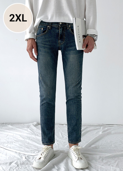 Deep color double washed denim jeans<br> <font style=font-size:11px;color:#595959>S~2XL(28-36)<*font><br></font>