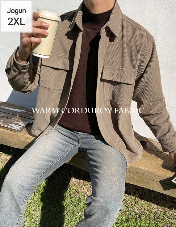 Practical corduroy shirt jacket<br> <font style=font-size:11px;color:#595959>M~2XL(95-110)<*font><br></font>