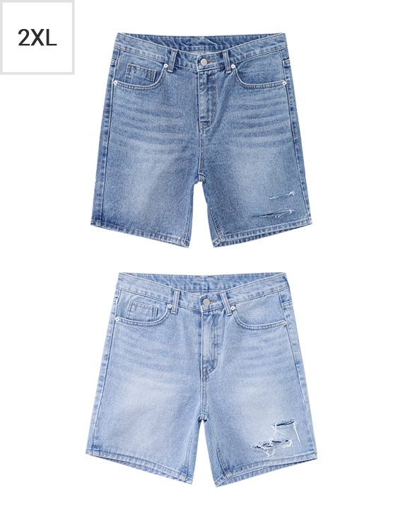 Non-span point denim half pants<br> <font style=font-size:11px;color:#595959>S~2XL(28-36)<*font><br></font>