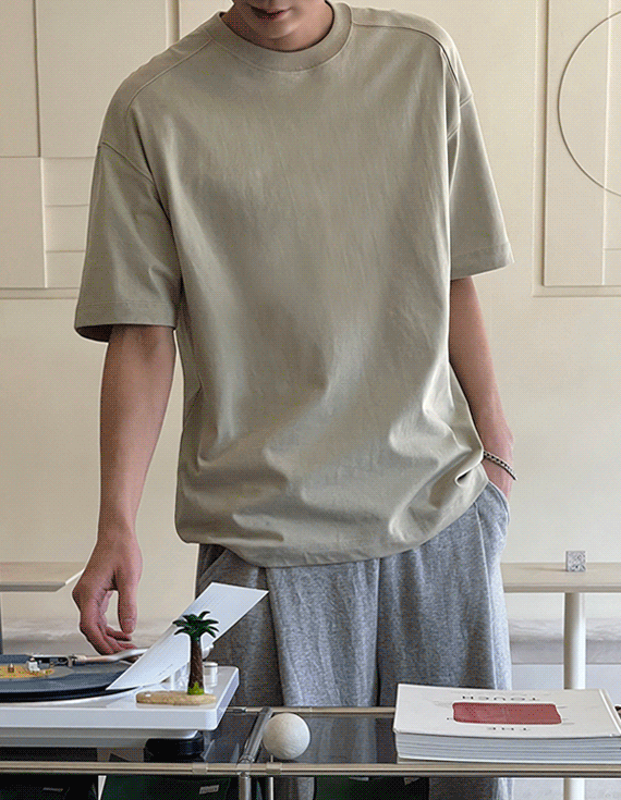 USACotton 절개라인 Over fit short sleeved T-shirt<br><font style=font-size:11px;color:#595959>M~XL(95~110)<*font><br>