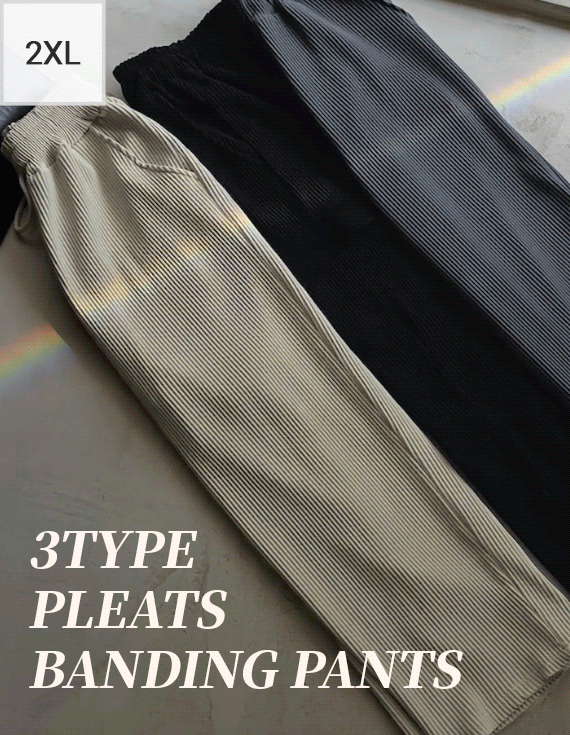 3type Pleats Banding Pants that are easy to wear lightly<br> <font style=font-size:11px;color:#595959>S~2XL(28~38)<*font><br></font>