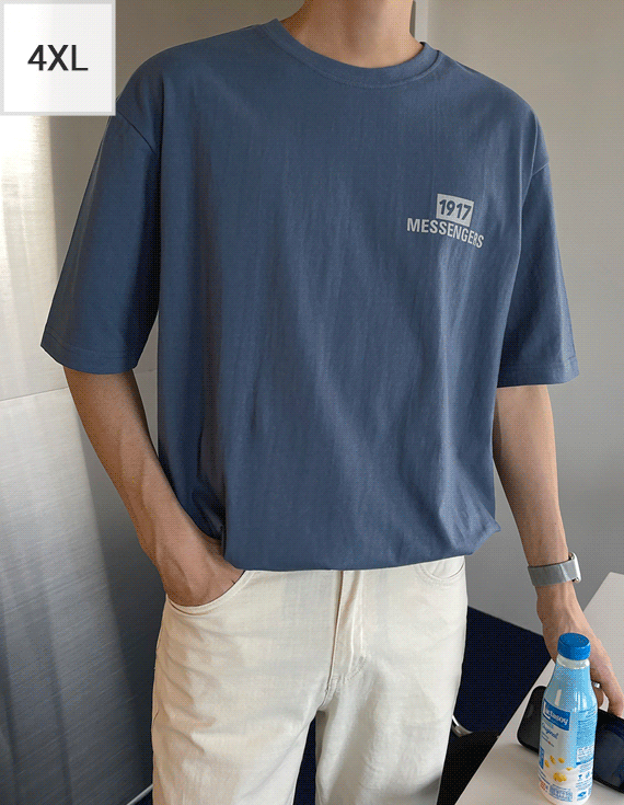 Big size 1917 Printing short sleeved T-shirt<br> <font style=font-size:11px;color:#595959>2XL~4XL(105~120)<*font><br></font>