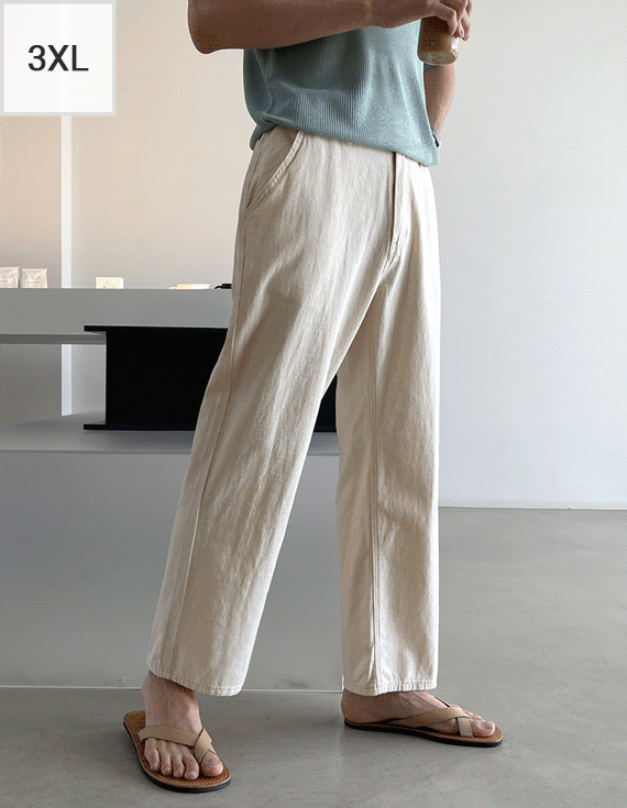 Cool Fresh back banding semi-wide cotton pants<br> <font style=font-size:11px;color:#595959>S~3XL(28~40)<*font><br></font>