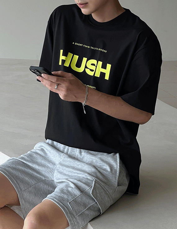 Solid Over fit USACotton Hush short sleeved T-shirt<br> <font style=font-size:11px;color:#595959>F size(95 to 105)<*font><br></font>