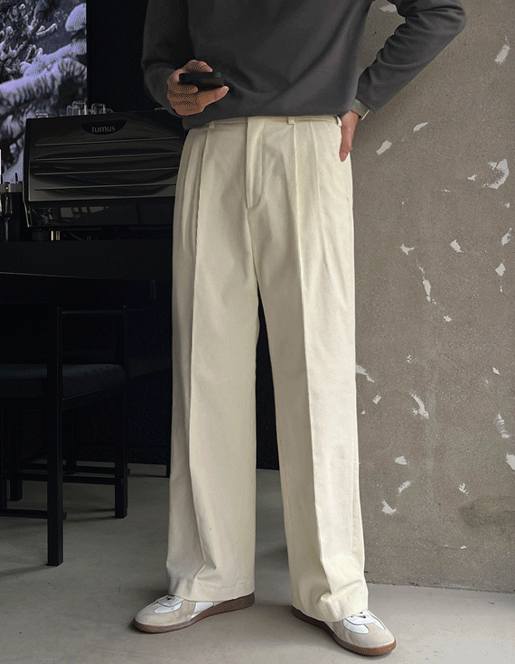 Warmted Corduroy Two-Tuck Half-Banding Pants<br> <font style=font-size:11px;color:#595959>S~L(28~32)<*font><br></font>