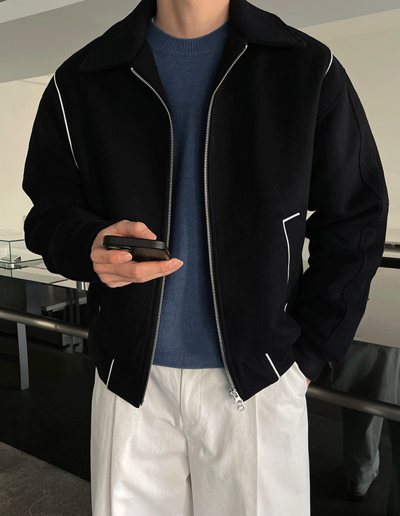 Premium Overfit Piping Wool Jacket<br> <font style=font-size:11px;color:#595959>F size(95 to 105)<*font><br></font>