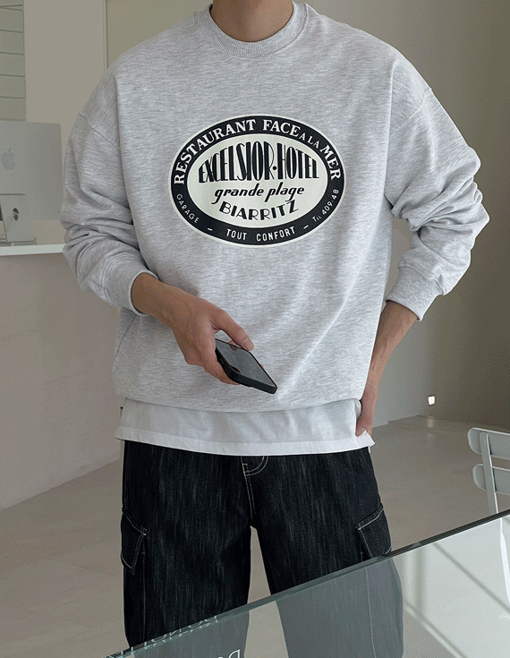 Pearl grain Over fit Printing sweatshirt<br> <font style=font-size:11px;color:#595959>F size(95-110)<*font><br></font>