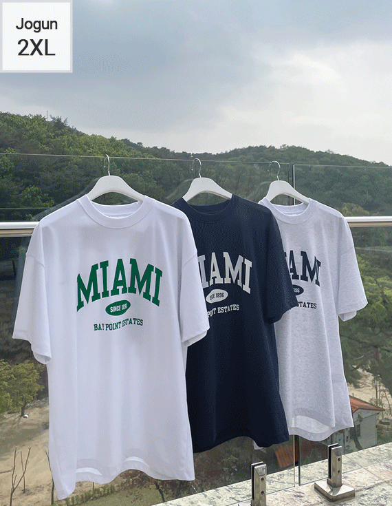 loose fit Aero Cool Miami short sleeved T-shirt<br> <font style=font-size:11px;color:#595959>M~2XL(95-110)<*font><br> [SEMI-OVER FIT]</font>