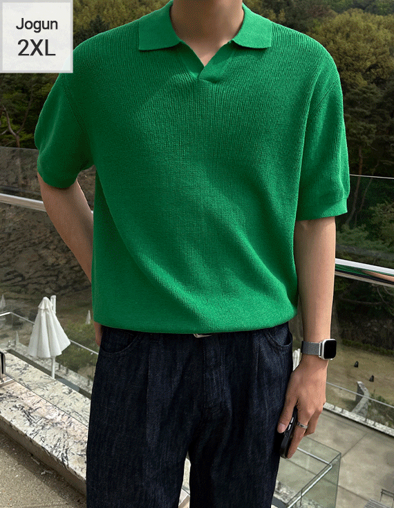 Washable Summer Open Collar Knit<br> <font style=font-size:11px;color:#595959>M~2XL(95 to 115)<*font><br></font>