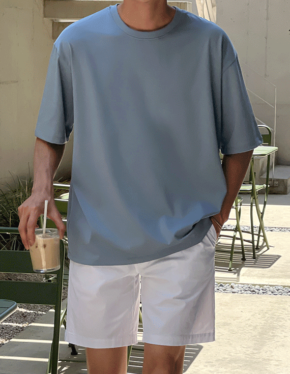 Comfortable air cool supima Over fit short sleeved T-shirt<br> <font style=font-size:11px;color:#595959>1~2(95 to 105)<*font><br></font>