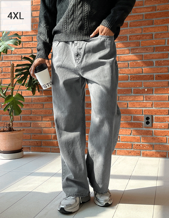 Big size Two button 허리조절 피그먼트 Wide Pants