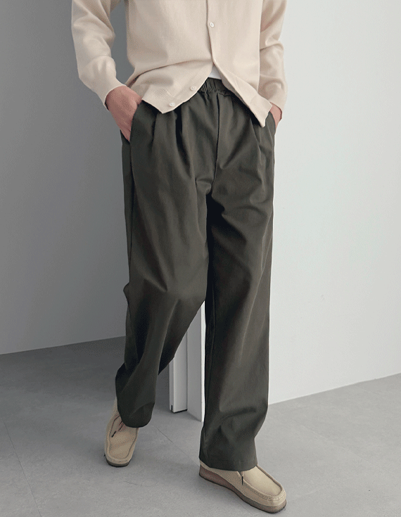 올밴딩 Cotton 투턱 Wide Pants 30015