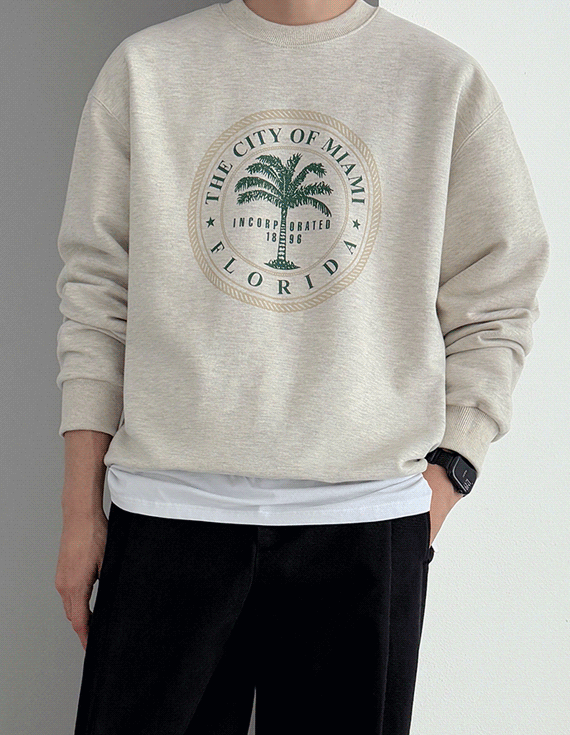 써클 레터링 팜트리 sweatshirt 30076