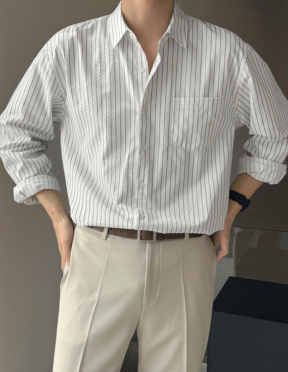 noble seersucker stripe Shirt 30136