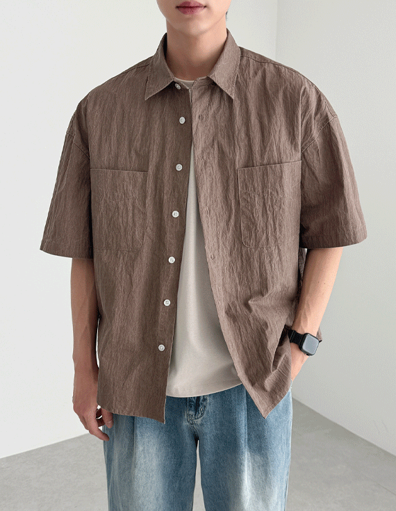 two pocket texture Short-sleeve Shirt 30193