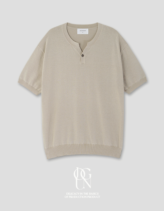 [MADE] open Y-neck collar Short-sleeve Knit 30214
