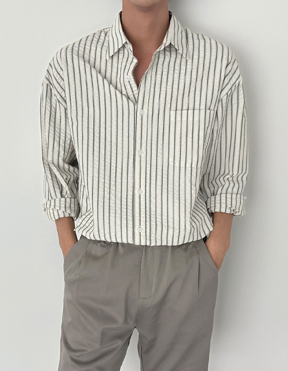 lulu seersucker stripe Shirt 30279