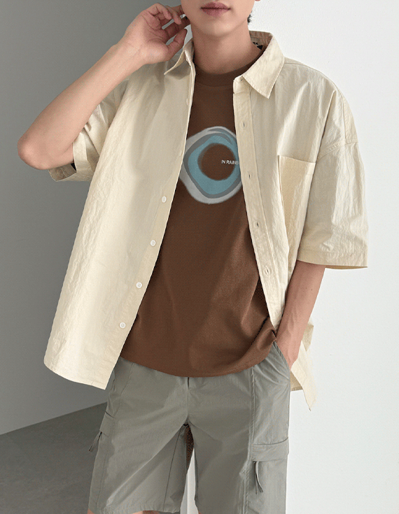 crinkle pocket Short-sleeve Shirt 30288