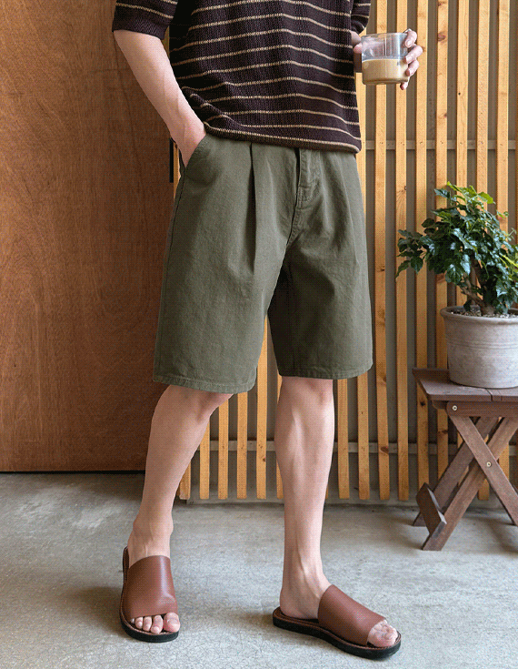 avenue pin tuck cotton Shorts 30312