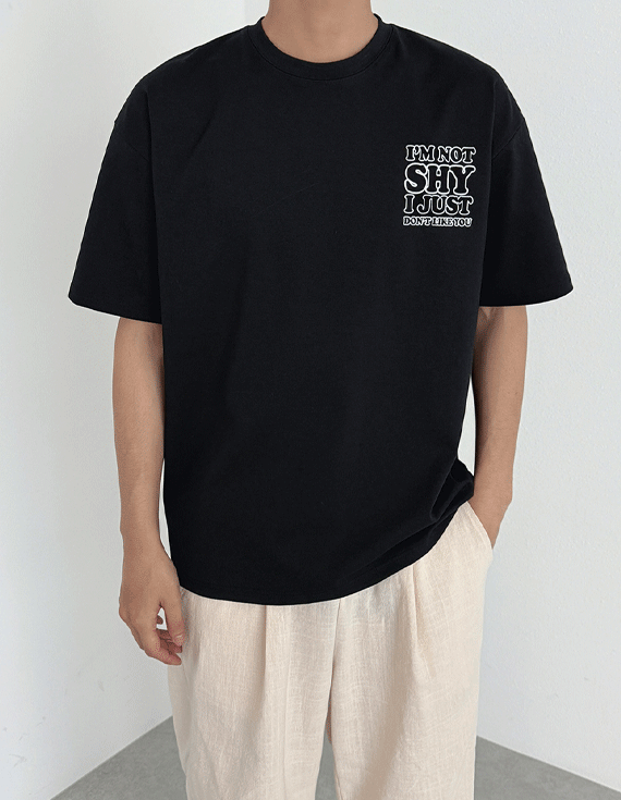 shy lettering span short sleeved T-shirt 30336