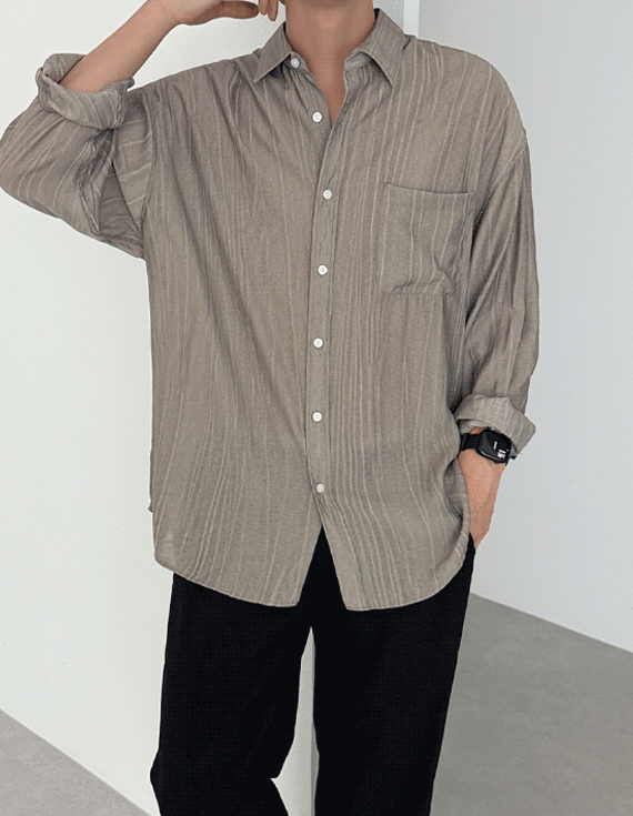 drape cooling stripe Long-sleeve Shirt 30371