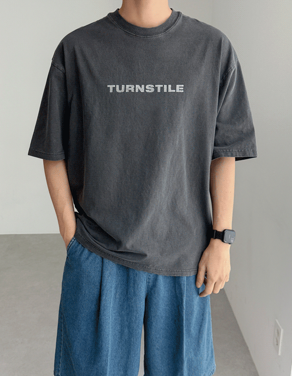 turn back printing short sleeved T-shirt 30376
