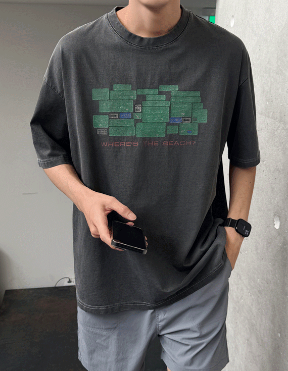 notice printing pigment short sleeved T-shirt 30372