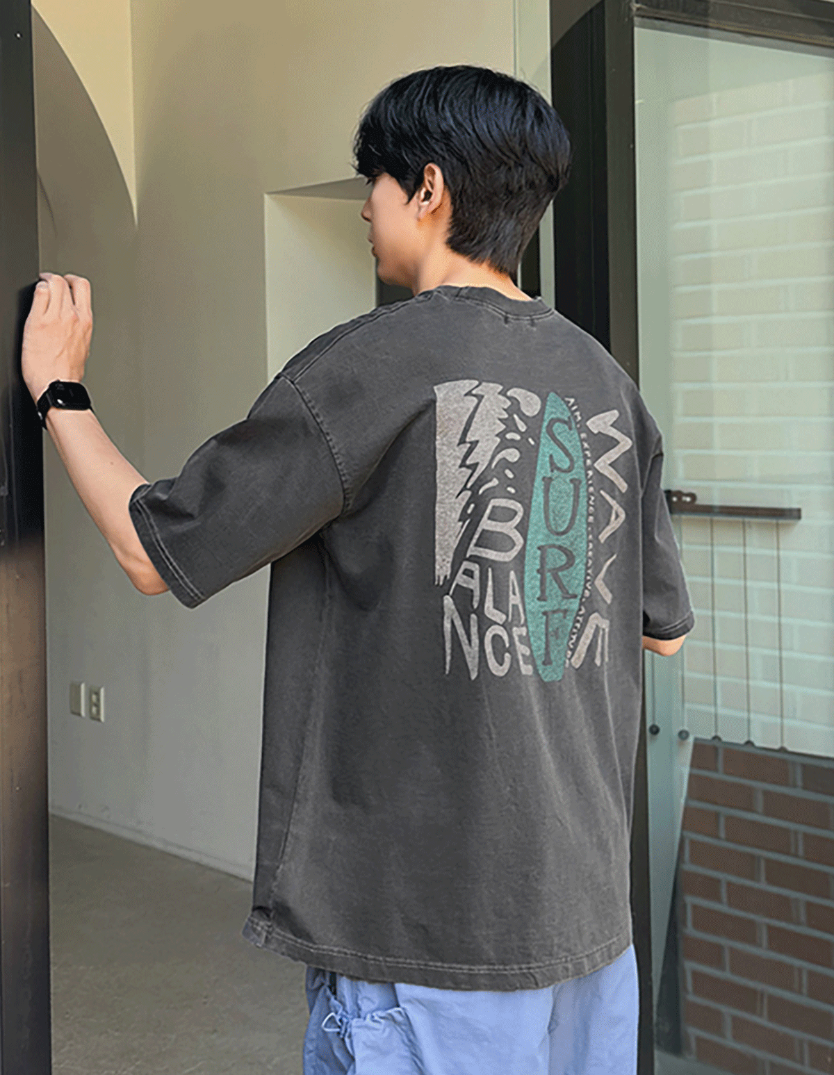 pigment surf printing short sleeved T-shirt 30397