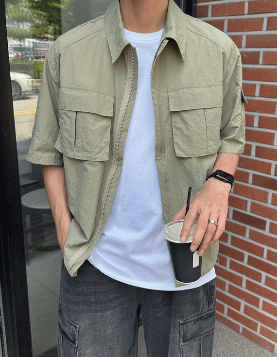 front pocket string shirt jacket 30417