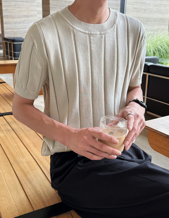 aircool ribbed round Short-sleeve Knit 30420