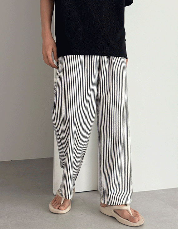 pajamas cooling stripe Banding Pants 30434