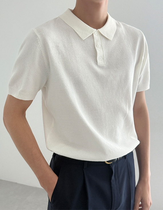 sponge collar basic Short-sleeve Knit 30480