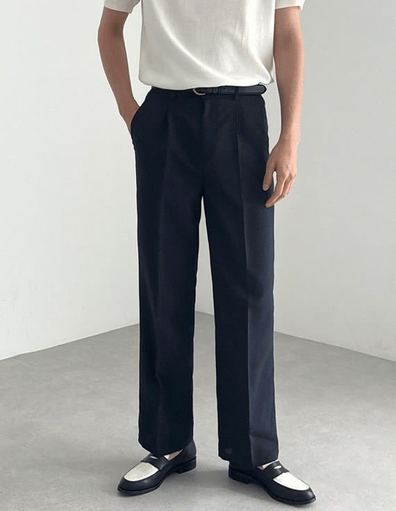 wrinkle wide Banding Slacks 30486