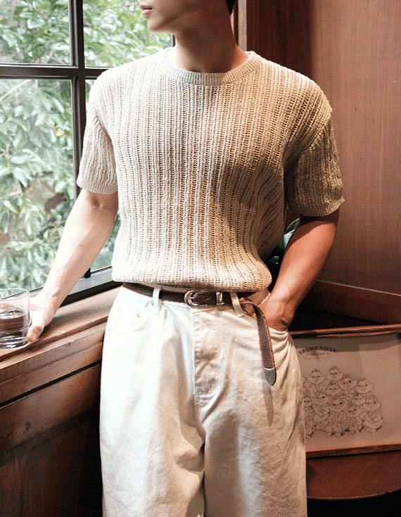 taili round knit T-shirt 30495