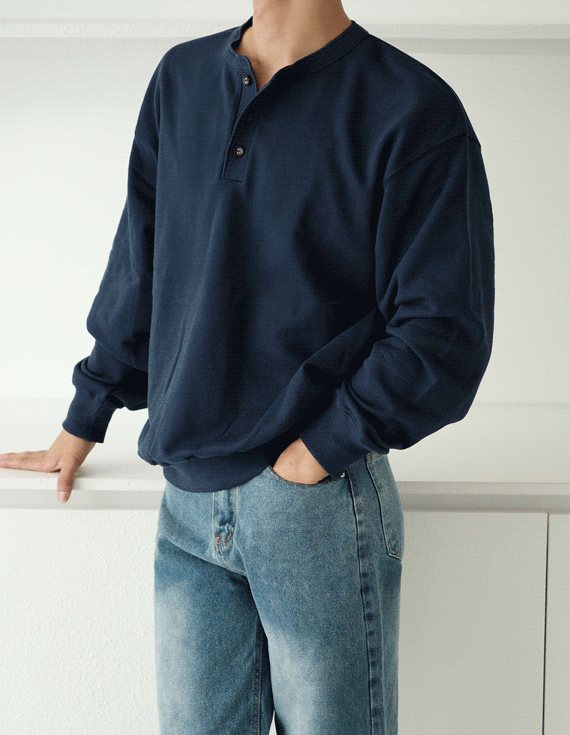 woody button 헨리넥 sweatshirt 30629