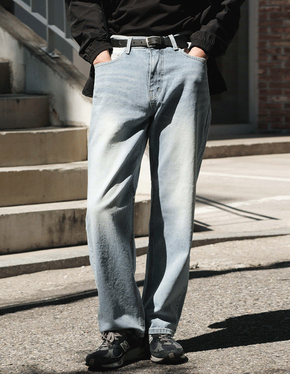 waterfall semi wide Denim pants 30645