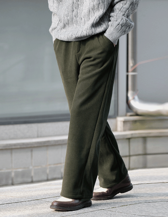 Oilsh corduroy brushed fleece pants 30737