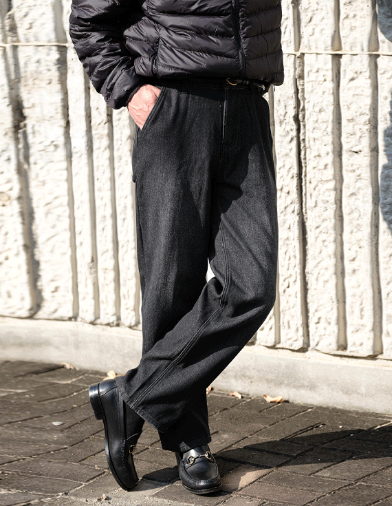 heat brushed banding semi wide Denim 30800