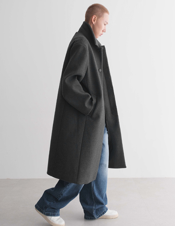 luid sigle collar wool long coat 30851