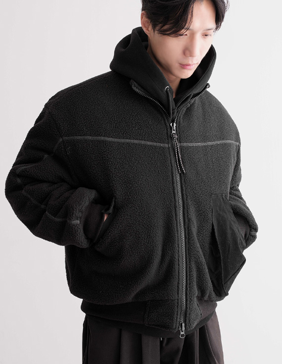 379unbalance poket Fleece Jacket 30889