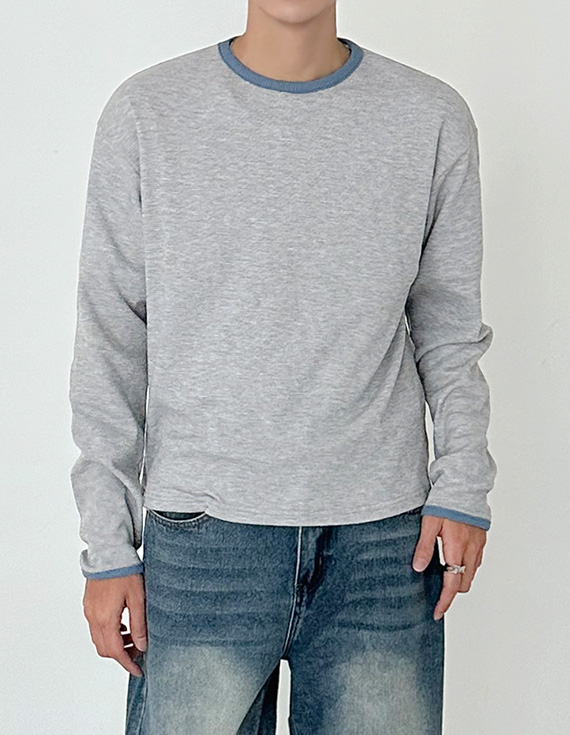 Waffle Color Block Crop Long Sleeve 31078