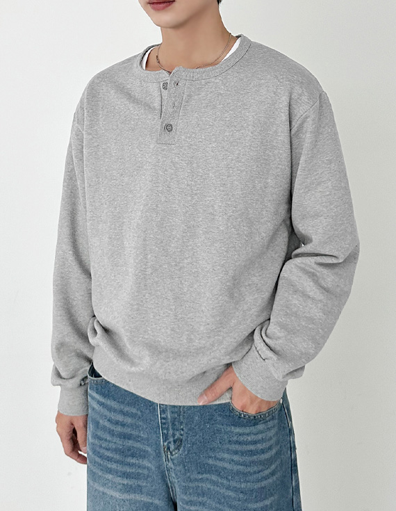dex solid henleyneck sweatshirt 31080