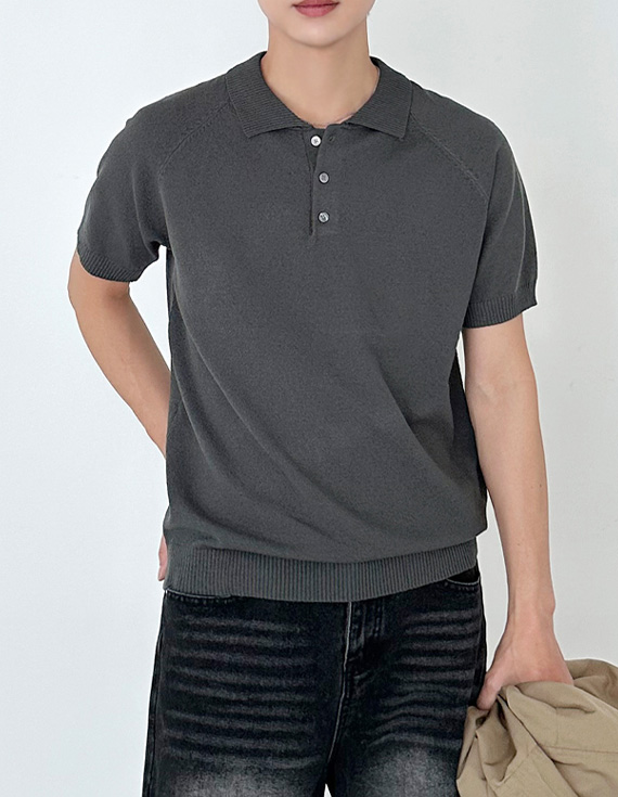 raglan collar polo short-sleeved knit 31081