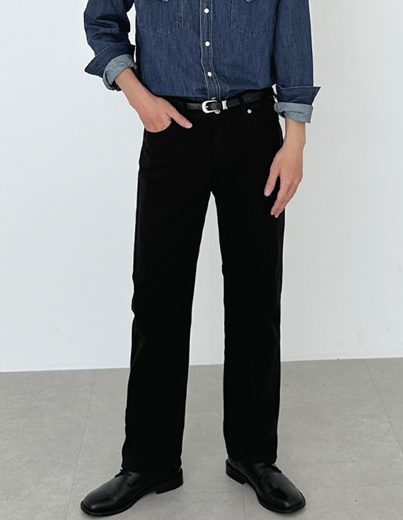 259 black semi wide Denim pants 31107