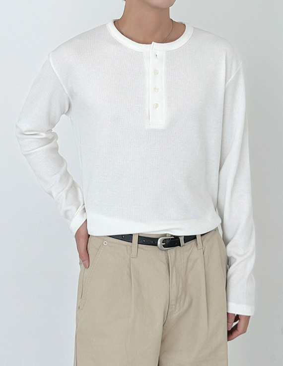 mini texture henley Long Sleeve 31116