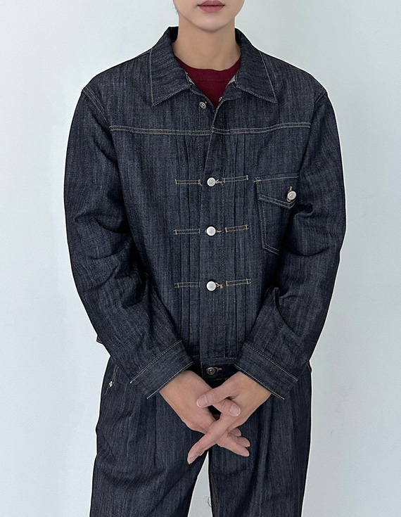 912 pintuck denim trucker Jacket 31126