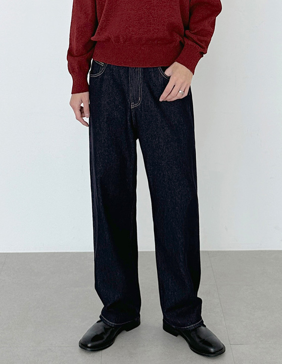 pure black straight Denim pants 31131