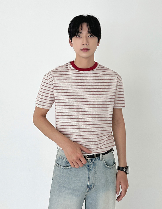 butter mood tone stripe short sleeved T-shirt 31142