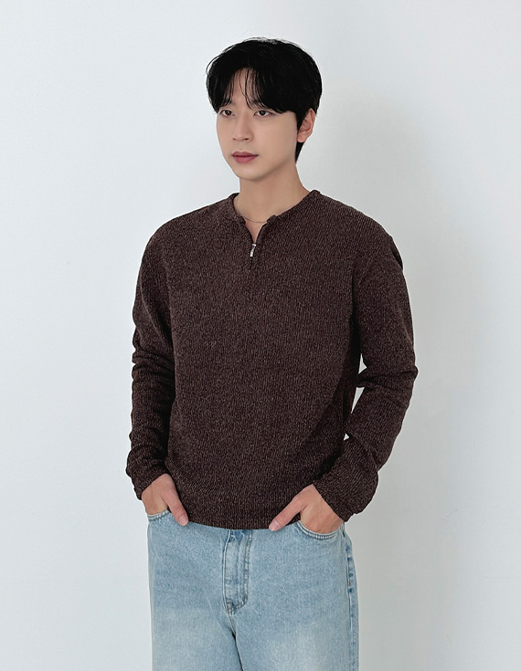 early zip henley top cozy Long Sleeve 31152