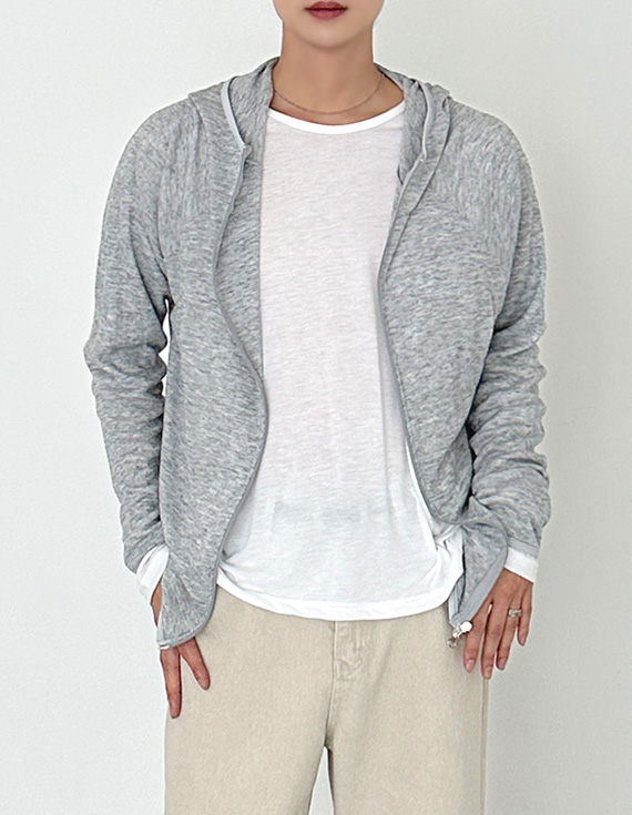summer airy waffle texture Hoodies zip up 31159